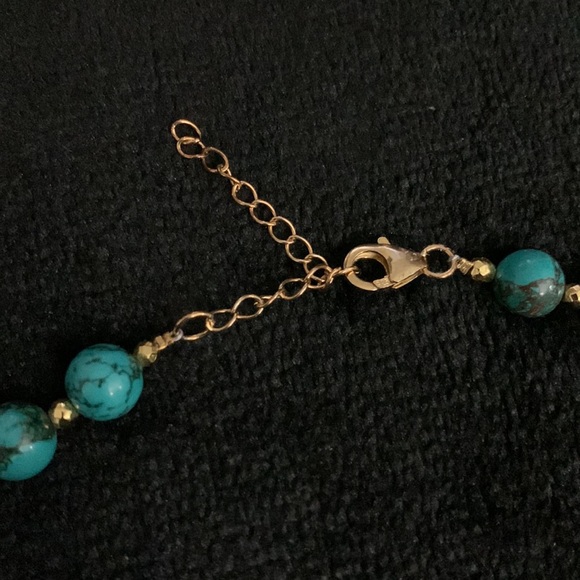 Turquoise and Gold Beaded Necklace - Picture 8 of 15